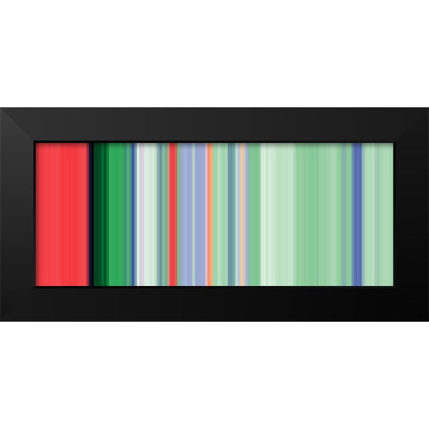 Green Pinstripes V Black Modern Wood Framed Art Print by Grayscale
