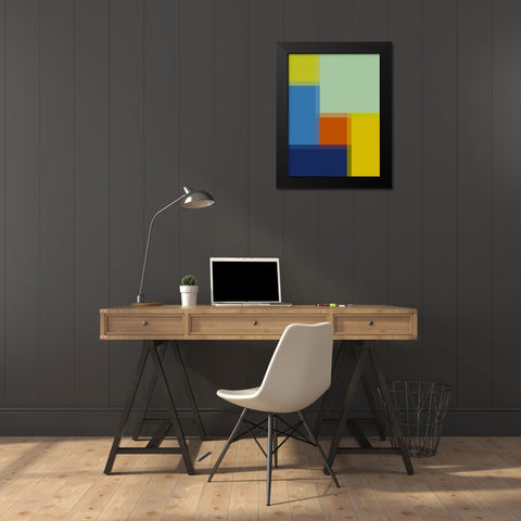 Pixel Blocks III Black Modern Wood Framed Art Print by Grayscale