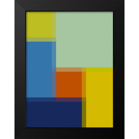 Pixel Blocks III Black Modern Wood Framed Art Print by Grayscale