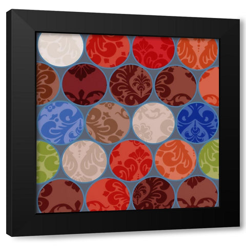 Bright Circles Stencil I Black Modern Wood Framed Art Print by Grayscale