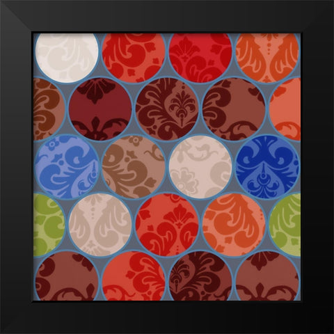 Bright Circles Stencil I Black Modern Wood Framed Art Print by Grayscale
