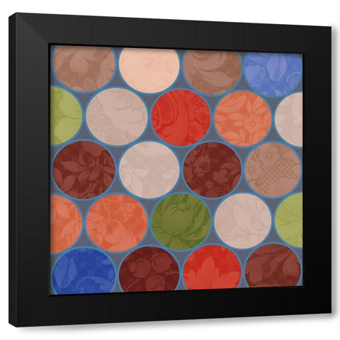 Bright Circles Stencil III Black Modern Wood Framed Art Print with Double Matting by Grayscale
