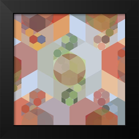 Nested Hexagons I Black Modern Wood Framed Art Print by Grayscale