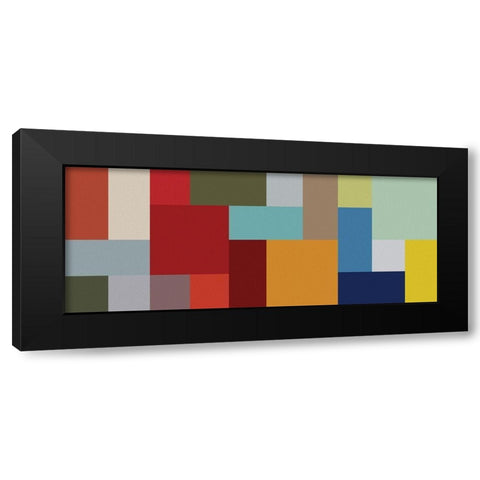 Bright Blocks Wide II Black Modern Wood Framed Art Print with Double Matting by Grayscale