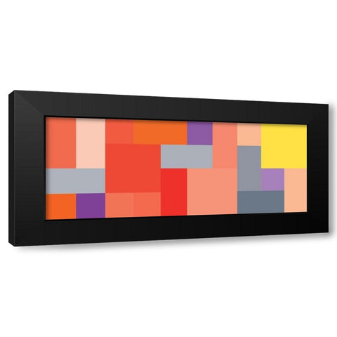 Bright Blocks Wide IV Black Modern Wood Framed Art Print with Double Matting by Grayscale