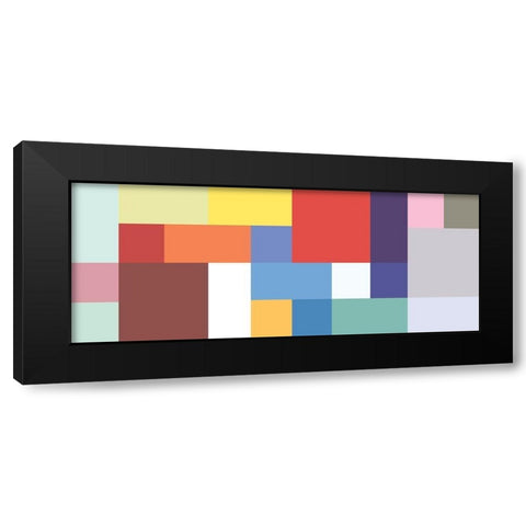 Bright Blocks Wide V Black Modern Wood Framed Art Print with Double Matting by Grayscale