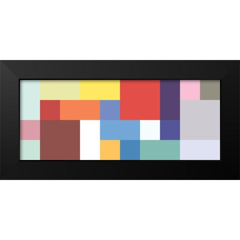 Bright Blocks Wide V Black Modern Wood Framed Art Print by Grayscale