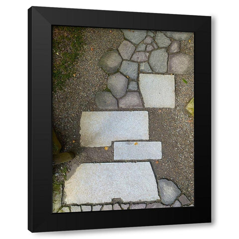 Stone Stripe II Black Modern Wood Framed Art Print with Double Matting by Grayscale