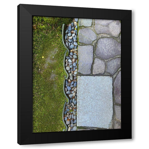 Stone Stripe III Black Modern Wood Framed Art Print with Double Matting by Grayscale
