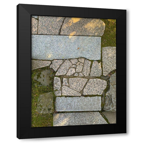 Stone Stripe V Black Modern Wood Framed Art Print with Double Matting by Grayscale