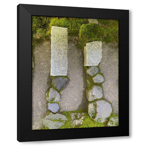 Stone Stripe VI Black Modern Wood Framed Art Print with Double Matting by Grayscale
