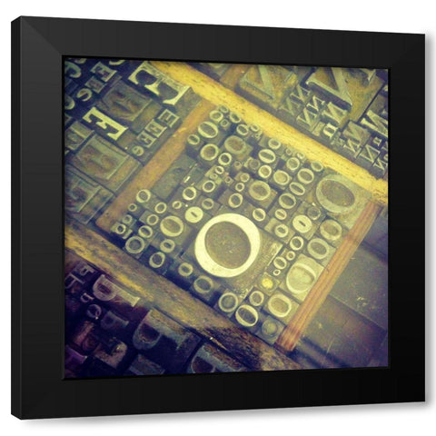 Letterset I Black Modern Wood Framed Art Print with Double Matting by Grayscale