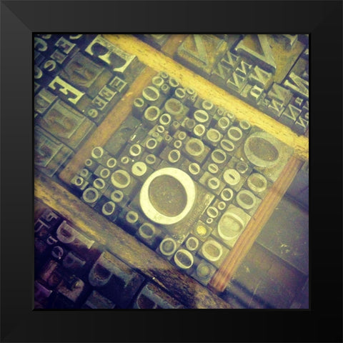 Letterset I Black Modern Wood Framed Art Print by Grayscale