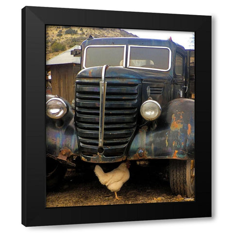 Bygone Chicken Black Modern Wood Framed Art Print with Double Matting by Popcorn