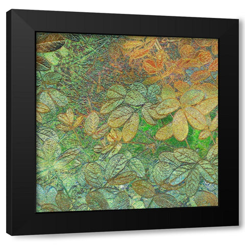 Flora Square 1b Black Modern Wood Framed Art Print with Double Matting by Tenoever, William