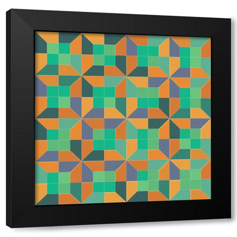 PinwheelTile2 Black Modern Wood Framed Art Print with Double Matting by Tenoever, William