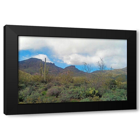 Elephant Mountain Black Modern Wood Framed Art Print by Popcorn