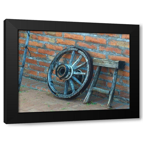 Wagon Wheel Black Modern Wood Framed Art Print with Double Matting by Popcorn