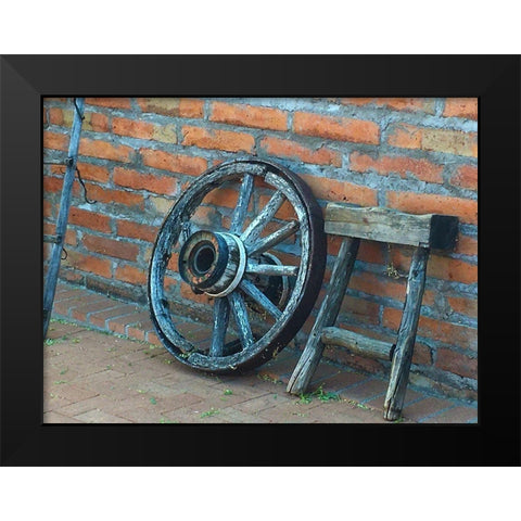 Wagon Wheel Black Modern Wood Framed Art Print by Popcorn