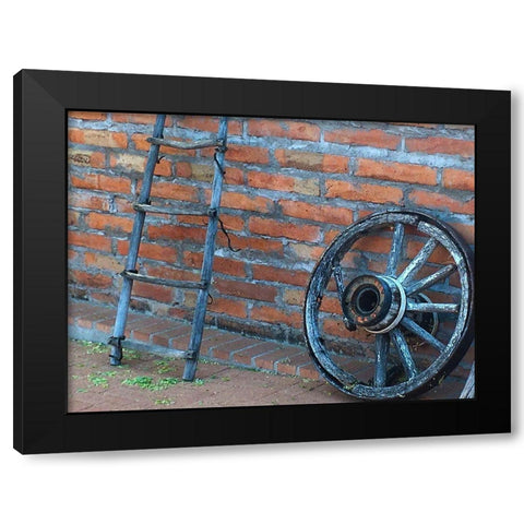 Wagon Wheel Black Modern Wood Framed Art Print with Double Matting by Popcorn