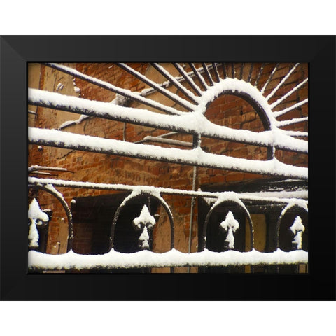 Bartlett Hotel: Iron work Black Modern Wood Framed Art Print by Popcorn