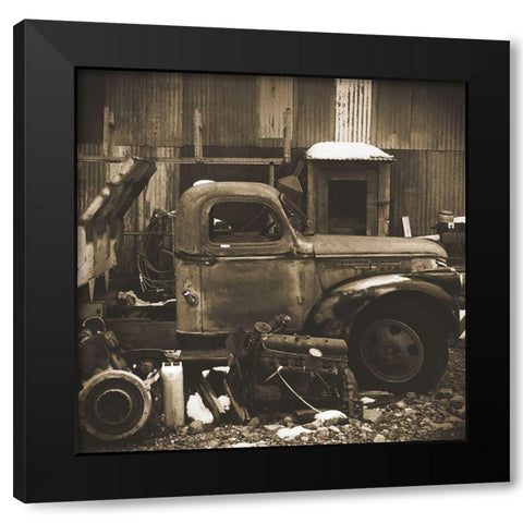 Junkyard D: Sepia Black Modern Wood Framed Art Print by Popcorn