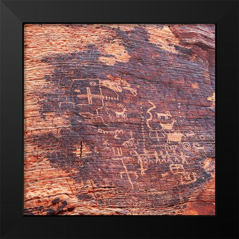 ValleyOfFire:Petroglyphs1 Black Modern Wood Framed Art Print by Tenoever, William