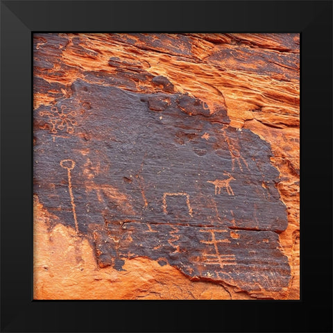 ValleyOfFire:Petroglyphs2 Black Modern Wood Framed Art Print by Tenoever, William