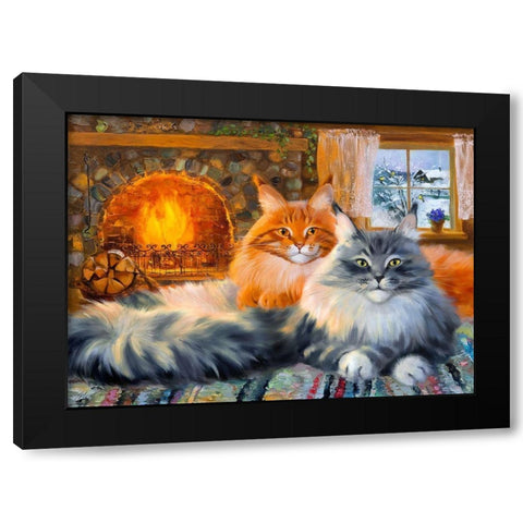 By the fireplace. In the country Black Modern Wood Framed Art Print by Kotinova, Galina