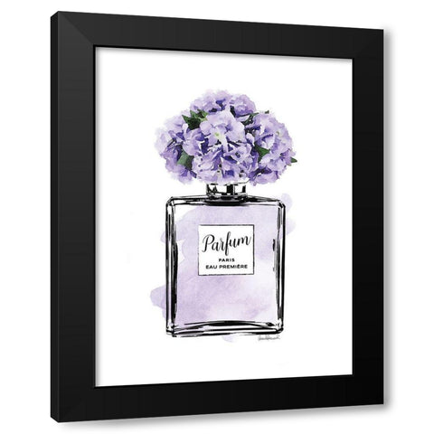 Parfume Purple with Hydrangea Black Modern Wood Framed Art Print with Double Matting by Greenwood, Amanda