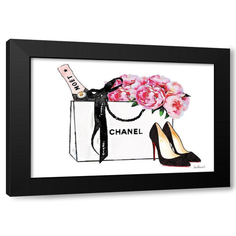 Champagne and Shopping Black Modern Wood Framed Art Print with Double Matting by Greenwood, Amanda