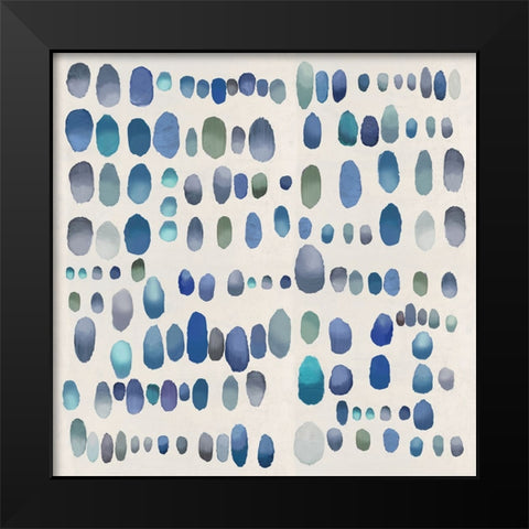 Playful Blue and Green I Black Modern Wood Framed Art Print by Perry, Angela