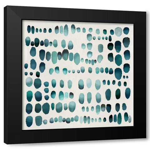 Playful Teal I Black Modern Wood Framed Art Print with Double Matting by Perry, Angela
