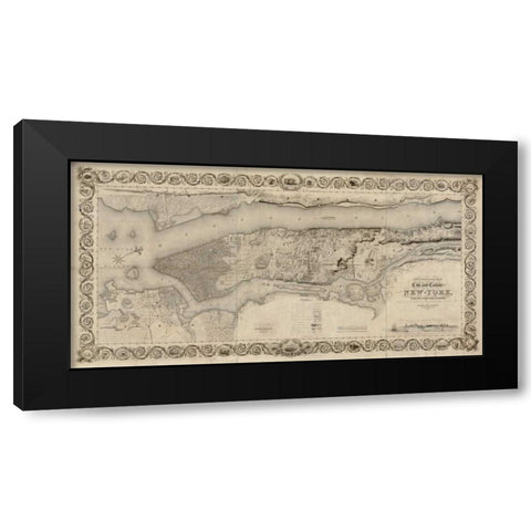 City and Country of New York 1 Black Modern Wood Framed Art Print with Double Matting by Stiles, S.
