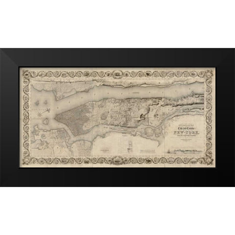City and Country of New York 1 Black Modern Wood Framed Art Print by Stiles, S.