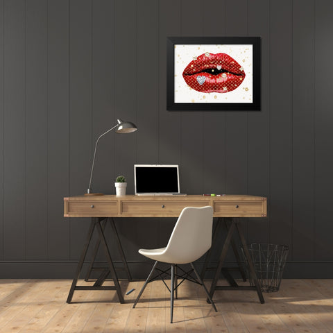 Luxury Lips Red Black Modern Wood Framed Art Print by Blake, Madeline