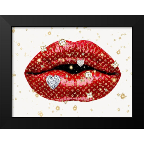 Luxury Lips Red Black Modern Wood Framed Art Print by Blake, Madeline