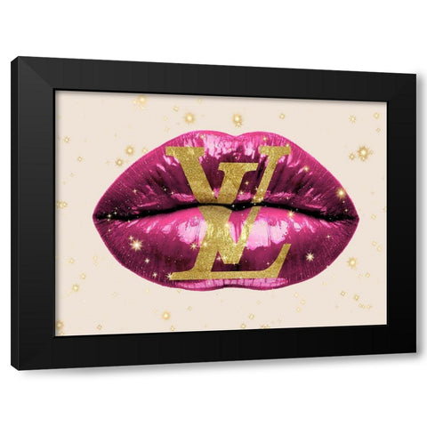 Fashion Lips Pink II Black Modern Wood Framed Art Print by Blake, Madeline