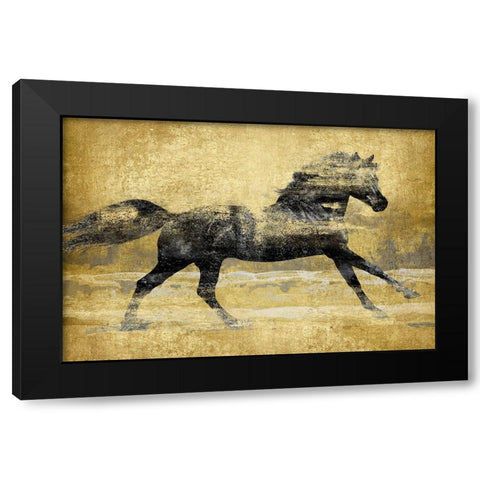 Running Horse Gold I Black Modern Wood Framed Art Print with Double Matting by Blake, Madeline
