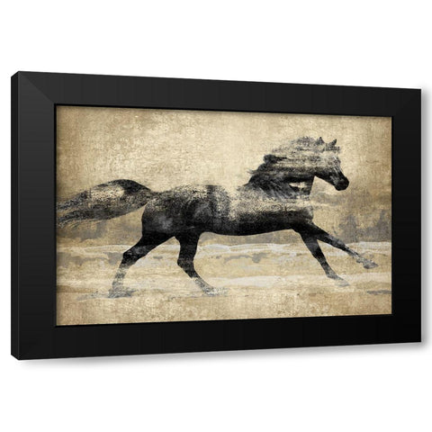 Running Horse Gold II Black Modern Wood Framed Art Print with Double Matting by Blake, Madeline