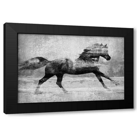 Running Horse Silver Black Modern Wood Framed Art Print with Double Matting by Blake, Madeline