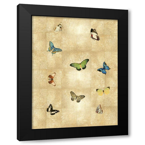 Butterflies on Gold I Black Modern Wood Framed Art Print by Blake, Madeline