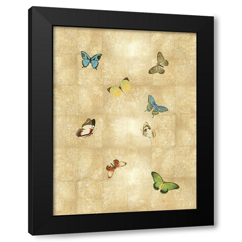 Butterflies on Gold II Black Modern Wood Framed Art Print with Double Matting by Blake, Madeline