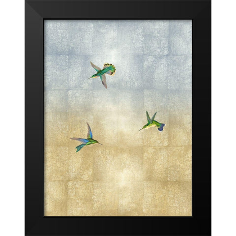 Hummingbirds in Flight I Black Modern Wood Framed Art Print by Blake, Madeline