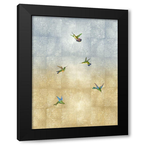 Hummingbirds in Flight II Black Modern Wood Framed Art Print by Blake, Madeline