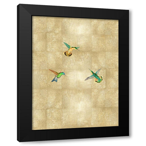 Hummingbirds on Gold I Black Modern Wood Framed Art Print by Blake, Madeline