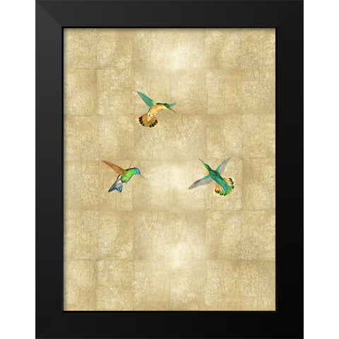 Hummingbirds on Gold I Black Modern Wood Framed Art Print by Blake, Madeline