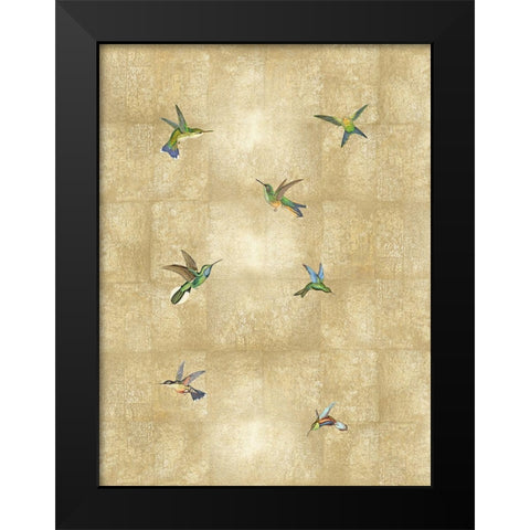 Hummingbirds on Gold III Black Modern Wood Framed Art Print by Blake, Madeline