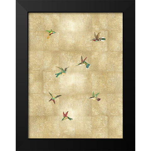 Hummingbirds on Gold IV Black Modern Wood Framed Art Print by Blake, Madeline