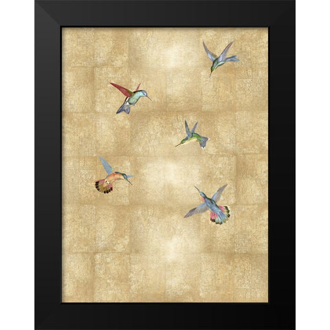 Hummingbirds on Gold V Black Modern Wood Framed Art Print by Blake, Madeline